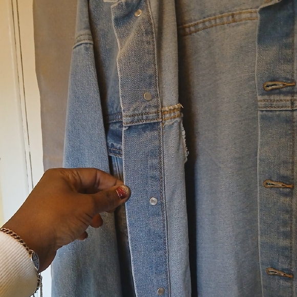 Ami Go Sky Blue Frayed Denim Jacket - Picture 12 of 12